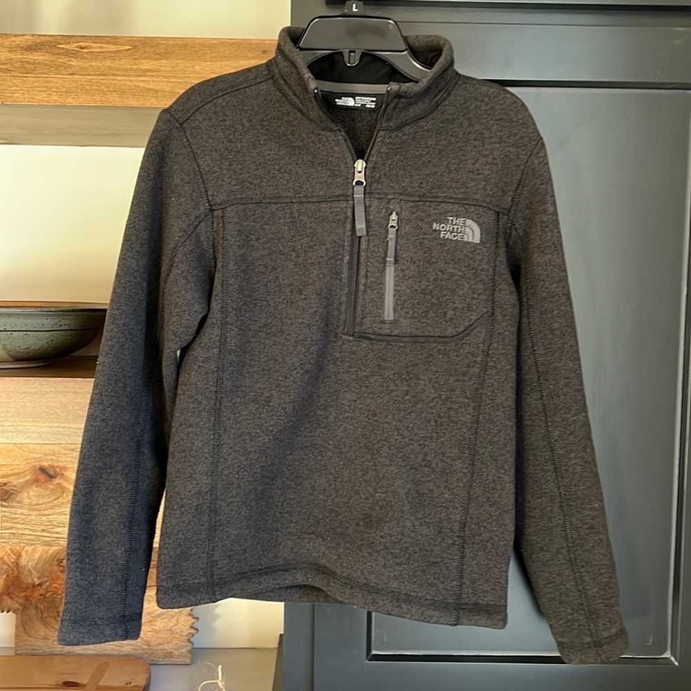 The North Face Heathered gray charcoal 1/2 zip. Boys M 10/12